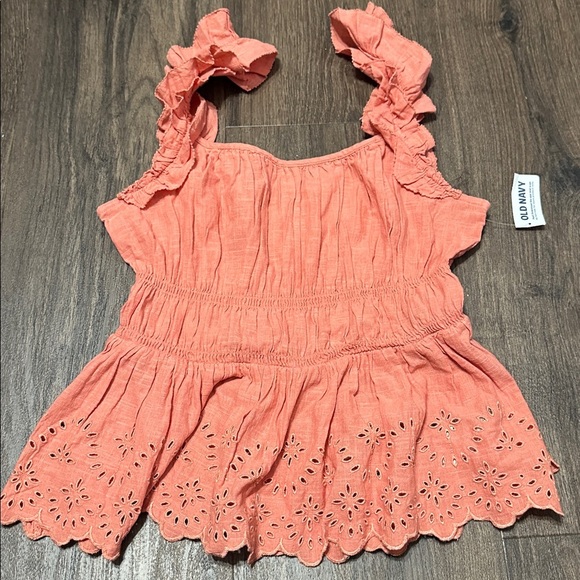 NWT! Sleeveless Waist-Defined Ruffle-Trim Embroidered Babydoll Blouse - Medium 🤎 - Picture 7 of 7